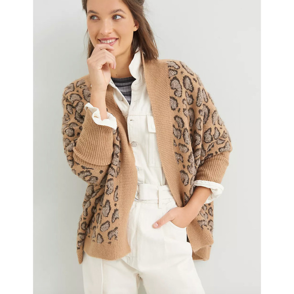 Akemi + Kin Hadley Knit Kimono Womens One Size Camel Open Front Ribbed Sleeves - Picture 13 of 14